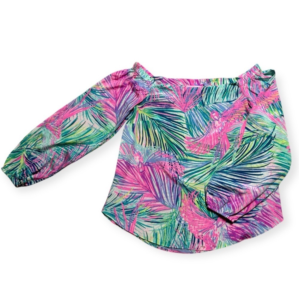 LILLY PULITZER ADIRA Multi-color Off Shoulder Silk Blouse XS - Picture 2 of 3